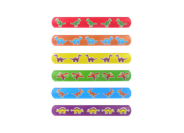 Dinosaurier Snap Armbänder, 22x3 cm, 6 verschiedene Designs - Modische Dino-Armbänder für Kinder TK Gruppe® Grosshandel 