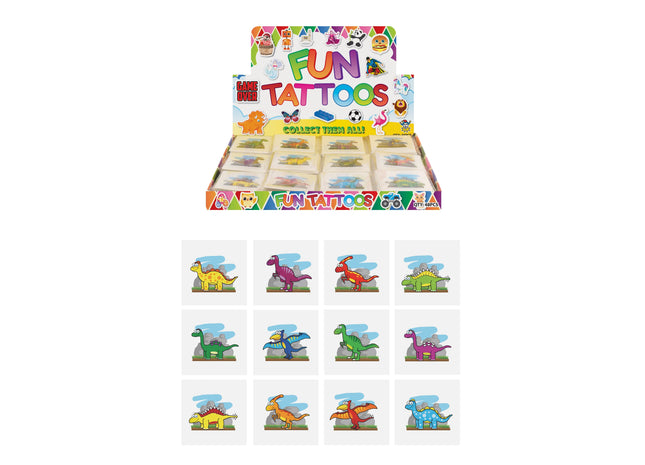 Dinosaurier-Tattoos Mini, 4cm, 12 Verschiedene Stile, Temporäre Kindertattoos, Party-Mitgebsel TK Gruppe® Grosshandel 