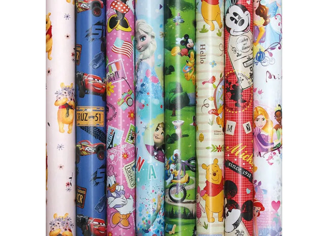 Disney Geschenkpapier Rolle 2m x 70cm, Bunte Motive TK Gruppe® Grosshandel 