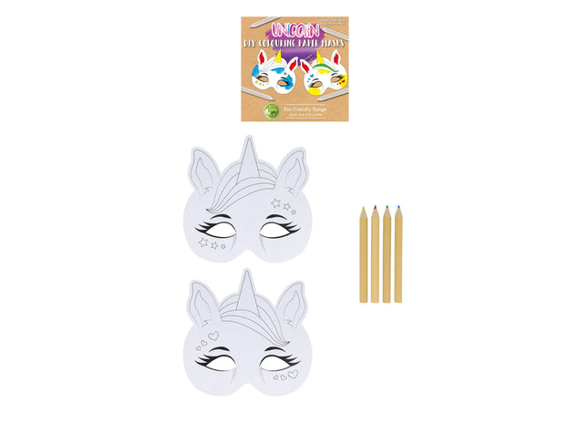 Diy Einhorn Papiermasken, 2 Stück A4 mit 4 Buntsteins - Bastelset TK Gruppe® Grosshandel 