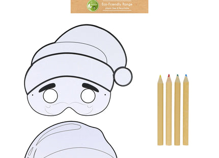 Diy Weihnachtsmasken aus Papier, A4-Format, 2 Stück mit 4 Buntstiften - Kreativset für Kinder TK Gruppe® Grosshandel 