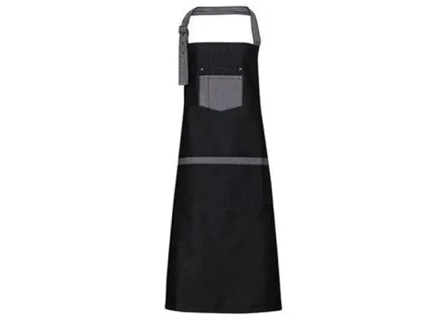 Domain Contrast Denim Bib Apron – Modern Aesthetic with Functional Design TK Gruppe® Grosshandel 