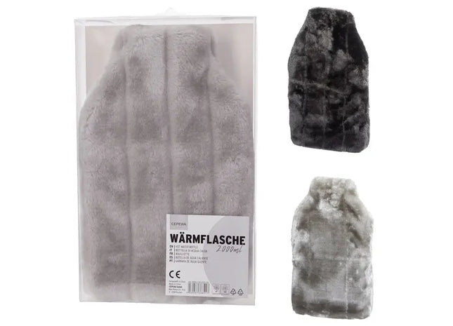 Doppel-Pack Wärmflaschen mit Webpelzbezug - Gemütliche Wärmequelle TK Gruppe® Grosshandel 
