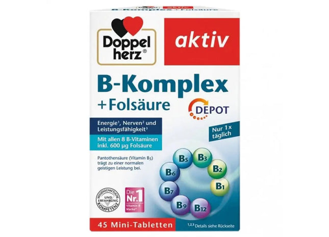 Doppelherz B-Komplex + Folsäure, 45 Tabletten – Vitaler Nährstoffmix TK Gruppe® Grosshandel 