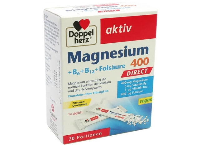 Doppelherz Magnesium + B6 + B12 Direkt, Energie Supplement, 20 Portionen TK Gruppe® Grosshandel 