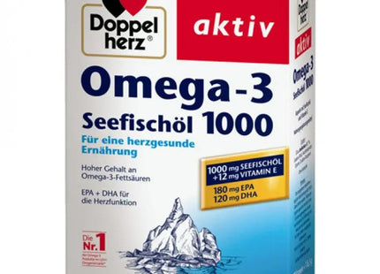 Doppelherz Omega-3 Meeresfischöl 1000mg, 80 Kapseln - Unterstützung für Herz & Gehirn TK Gruppe® Grosshandel 