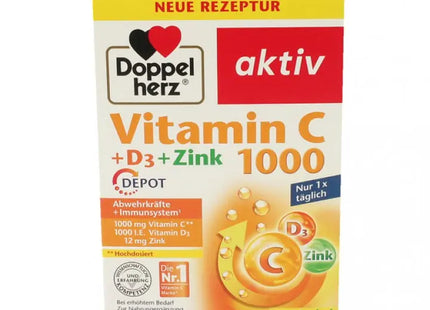 Doppelherz Vitamin C 1000mg und Vitamin D, 30 Tabletten - Unterstützung für Immunsystem & Knochen TK Gruppe® Grosshandel 