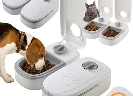 Doppelnapf für hund katze automatischer futterspender timer gross