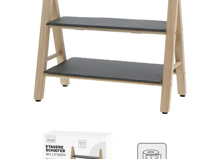 Doppelstöckige Schieferetagere, Klein, Ca. 32x18x28cm - Stilvolle Präsentationsfläche mit zwei Ebenen TK Gruppe® Grosshandel 