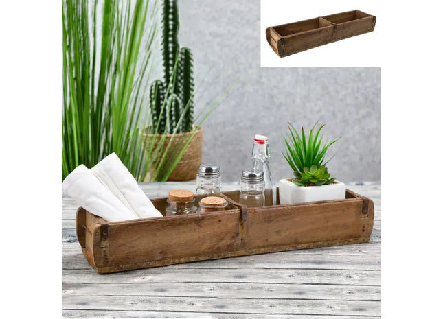 Doppelte Holzkiste in Ziegelform, ca. 15x60cm - Vielseitiger Organizer für Zuhause und Büro TK Gruppe® Grosshandel 