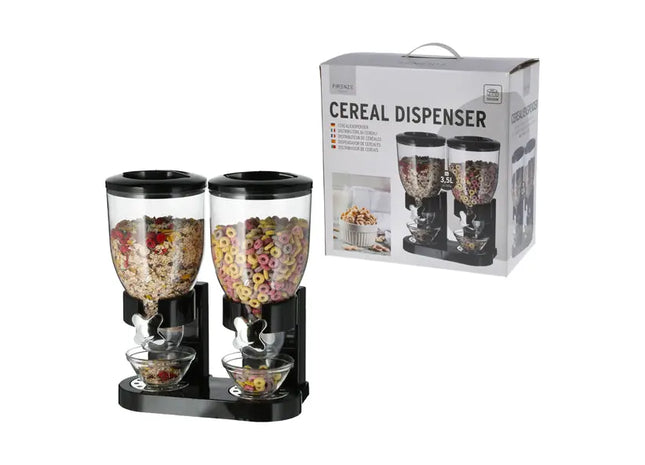 Doppelter Cerealienspender, Schwarz, Praktisches Küchenzubehör TK Gruppe® Grosshandel 