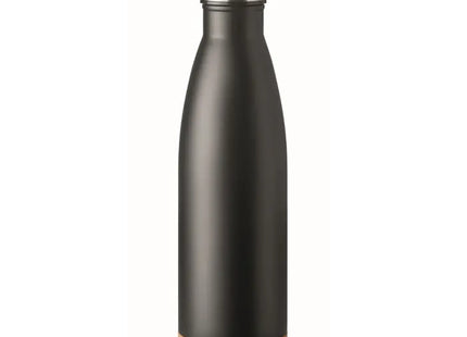 Doppelwandige Isolierflasche ASPEN CORK – Schwarze Thermoflasche mit Korkdetails TK Gruppe® Grosshandel 
