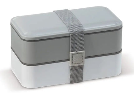 Double Box with Utensils 1250ml - Grey & White, Multi-Compartment Meal Kit with Cutlery TK Gruppe® Grosshandel 