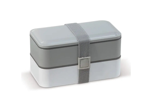 Double Box with Utensils 1250ml - Grey & White, Multi-Compartment Meal Kit with Cutlery TK Gruppe® Grosshandel 