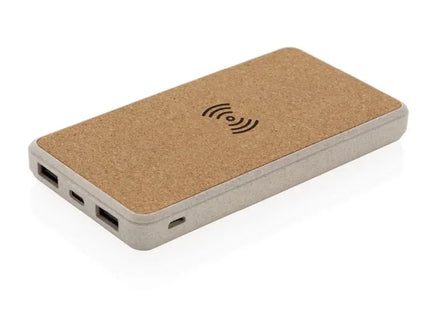 Drahtlose 8.000 mAh Powerbank, Eco-Friendly Kork & Weizen, Khaki TK Gruppe® Grosshandel 