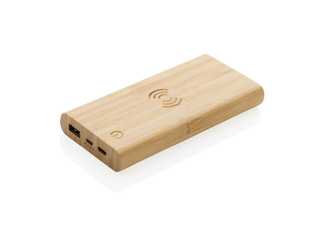 Drahtloser Komfort: 8.000mAh Bambus-Powerbank – Nachhaltig und stilvoll in Braun TK Gruppe® Grosshandel 