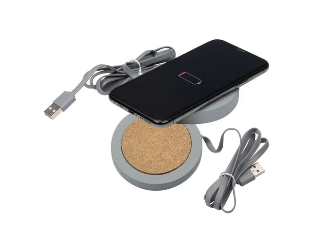 Drahtloses Ladegerät aus Kalksteinzement - Silbergrau TK Gruppe® Grosshandel 