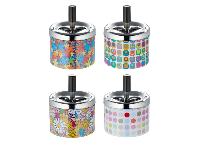 Drehaschenbecher Set, 4-fach sortiert – Vielseitig & Stilvoll TK Gruppe® Grosshandel 