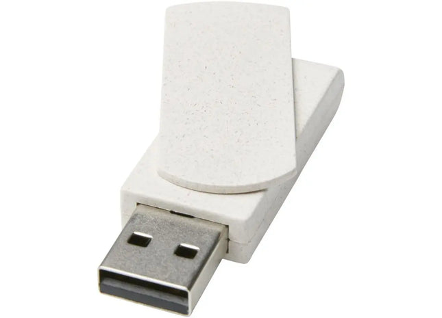 Drehbarer 8GB USB-Stick aus Weizenstroh - Beige TK Gruppe® Grosshandel 