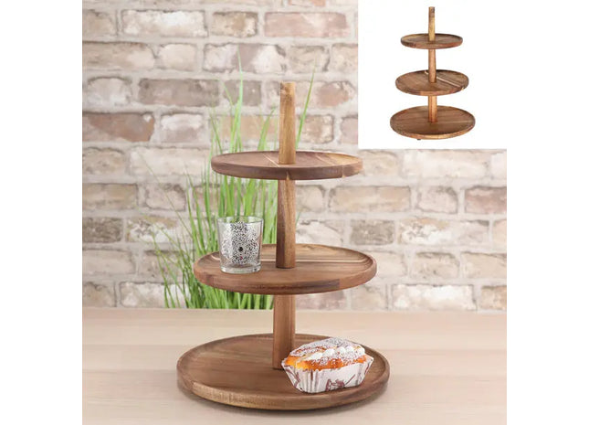 Dreistufige Holz-Etagere, ca. 35cmH TK Gruppe® Grosshandel 