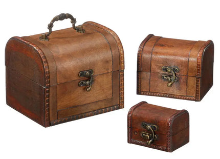 Dreiteiliges Truhenset in Dunkelbraun – Stilvolle Aufbewahrungslösung TK Gruppe® Grosshandel 