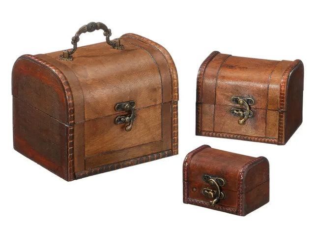 Dreiteiliges Truhenset in Dunkelbraun – Stilvolle Aufbewahrungslösung TK Gruppe® Grosshandel 