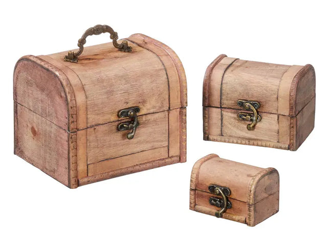 Dreiteiliges Truhenset in Hellbraun – Praktische Aufbewahrungslösung TK Gruppe® Grosshandel 