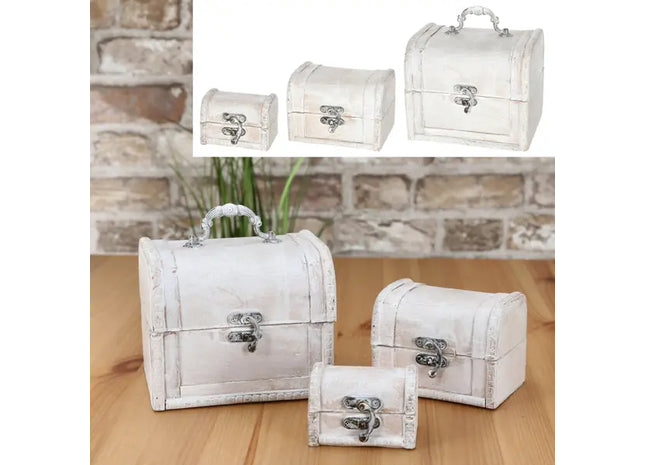 Dreiteiliges Truhenset in Weiß – Elegante Stauraumlösung für Zuhause TK Gruppe® Grosshandel 