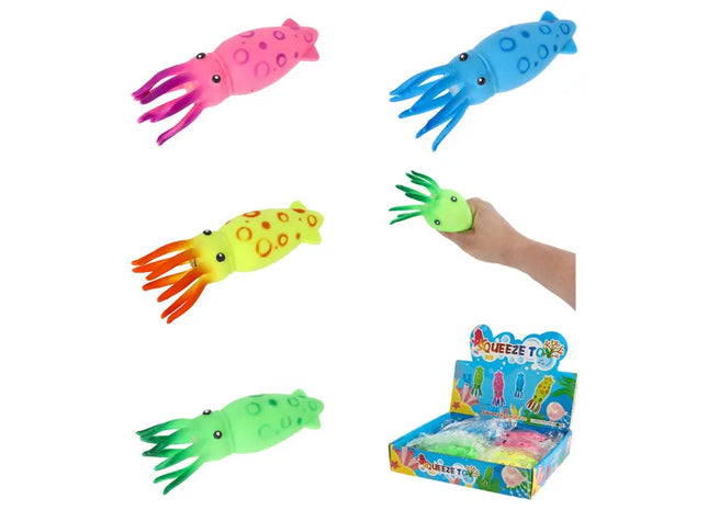Druckabbau Oktopus Quetschbälle, 4er-Set, Höhe 15 cm - Knetbare Meerestier Spielzeuge TK Gruppe® Grosshandel 