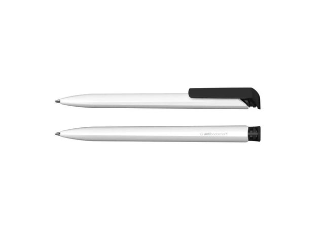 Druckkugelschreiber Trias Recycling Antibacterial - Weiß-Schwarz Nachhaltiger, Hygienischer Stift TK Gruppe® Grosshandel 