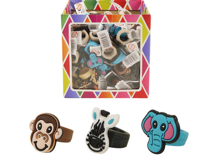 Dschungel-Ringe, 2x3 cm, 6 verschiedene Designs - Kinderschmuck TK Gruppe® Grosshandel 