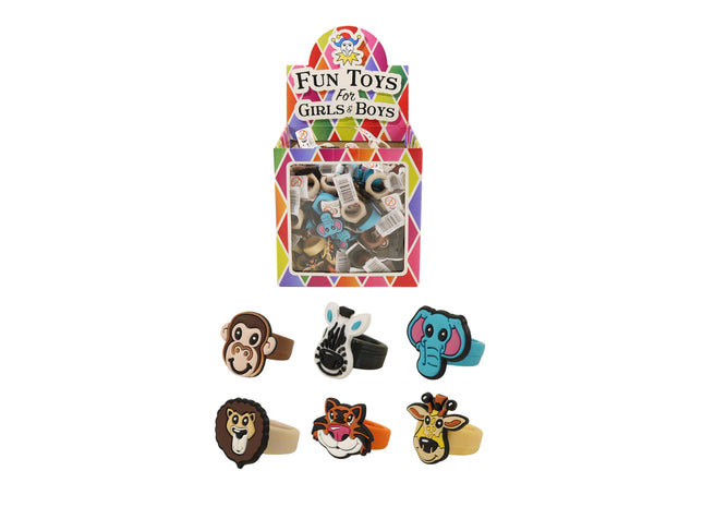 Dschungel-Ringe, 2x3 cm, 6 verschiedene Designs - Kinderschmuck TK Gruppe® Grosshandel 