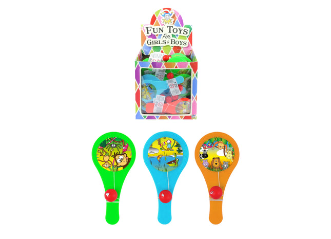 Dschungel-Schläger und Ball-Set, 12 cm, 3 Designs, 3 Farben, Outdoor-Spielzeug für Kinder TK Gruppe® Grosshandel 