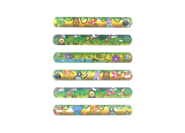 Dschungel Snap-Armbänder, 22x3 cm, 6 verschiedene Designs - Tierische Armbänder für Kinder TK Gruppe® Grosshandel 