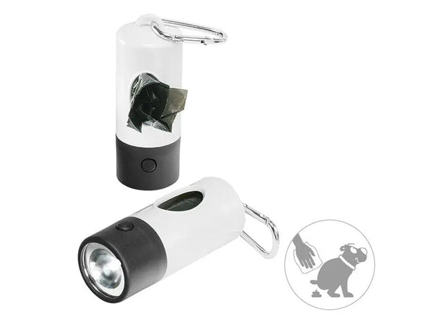 Dualfarbige LED-Gassi-Taschenlampe in Weiß-Schwarz - Für nächtliche Spaziergänge TK Gruppe® Grosshandel 