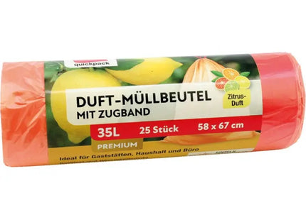 Duftende Müllbeutel 35L, 58x67cm mit Zugband, 25 Stück – Geruchskontrolle TK Gruppe® Grosshandel 