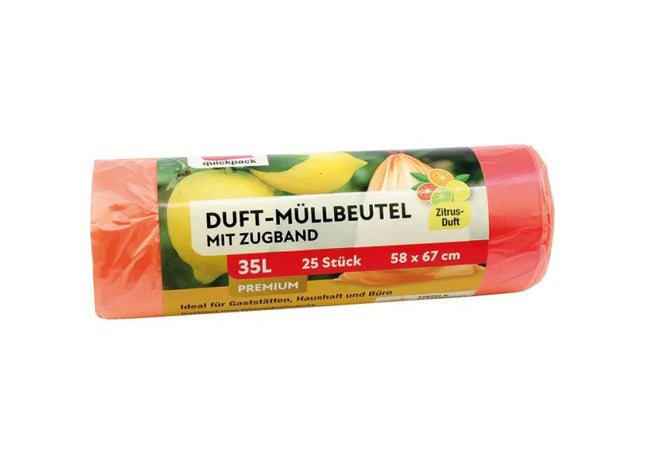 Duftende Müllbeutel 35L, 58x67cm mit Zugband, 25 Stück – Geruchskontrolle TK Gruppe® Grosshandel 