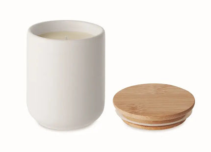 Duftkerze im Steinguttopf 200 g VEIKA - Weiß: Stilvolle Dekoration für eine entspannte Atmosphäre TK Gruppe® Grosshandel 