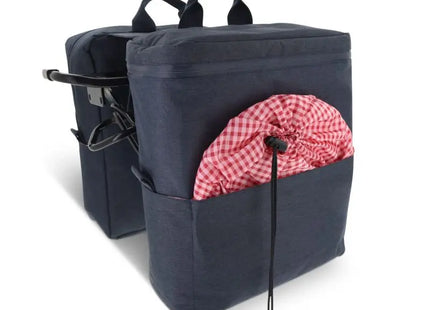Dunkelblaue Doppel-Fahrradtasche für Picknick aus R-PET - Umweltfreundlich TK Gruppe® Grosshandel 