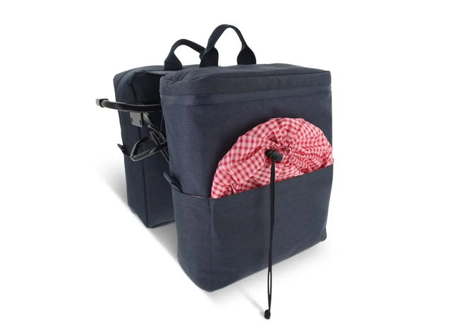 Dunkelblaue Doppel-Fahrradtasche für Picknick aus R-PET - Umweltfreundlich TK Gruppe® Grosshandel 