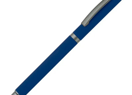 Dunkelblauer Metall-Gleitkugelschreiber New York Soft-Touch TK Gruppe® Grosshandel 