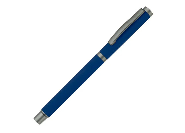 Dunkelblauer Metall-Gleitkugelschreiber New York Soft-Touch TK Gruppe® Grosshandel 