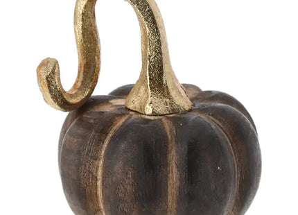 Dunkler Mangoholz-Kürbis, 12cm hoch - Elegante Herbstdekoration TK Gruppe® Grosshandel 