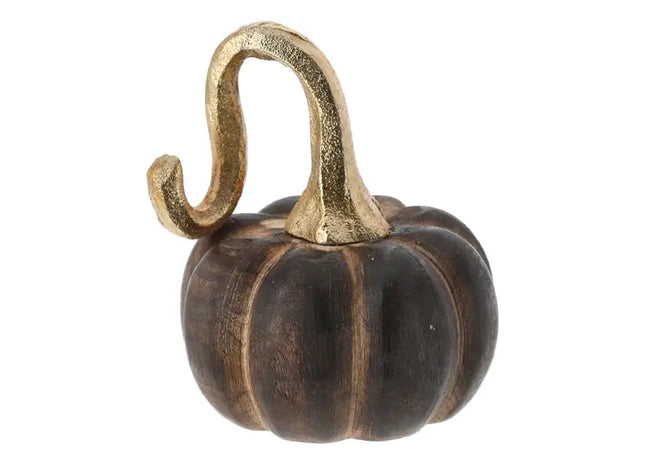Dunkler Mangoholz-Kürbis, 12cm hoch - Elegante Herbstdekoration TK Gruppe® Grosshandel 