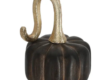 Dunkler Mangoholz-Kürbis, 17cm hoch - Stilvolles Herbst-Dekorelement TK Gruppe® Grosshandel 