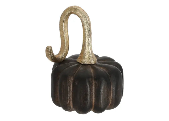 Dunkler Mangoholz-Kürbis, 17cm hoch - Stilvolles Herbst-Dekorelement TK Gruppe® Grosshandel 