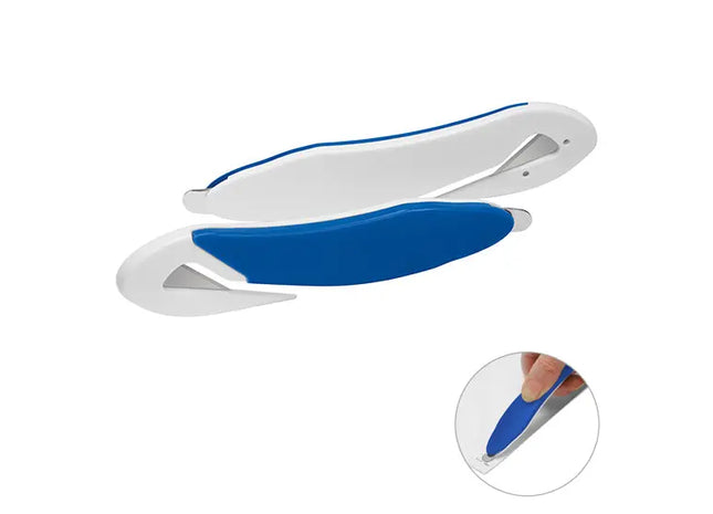 Duo Briefcutter in Weiß-Blau - Modernes Büro-Schneidwerkzeug TK Gruppe® Grosshandel 