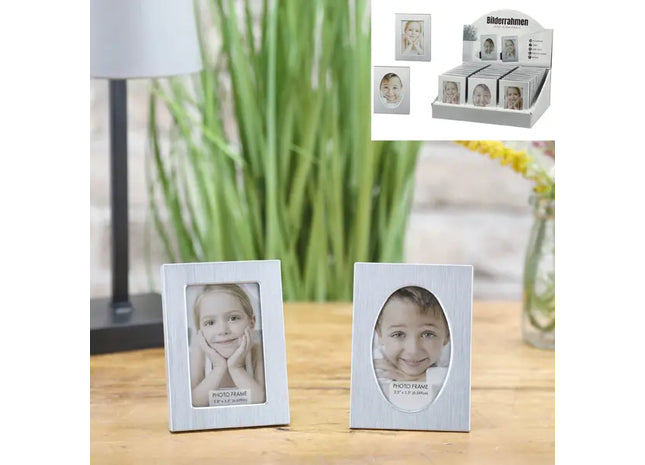 Duo-Pack Bilderrahmen für Fotos 4x6,5 cm, elegantes Design TK Gruppe® Grosshandel 
