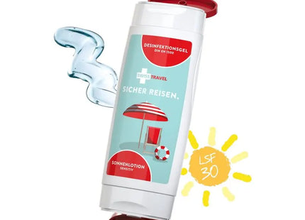 DuoPack Handhygiene und Sonnenschutz Sensitiv: Gel & Sonnenmilch SPF 30 – Body Label TK Gruppe® Grosshandel 