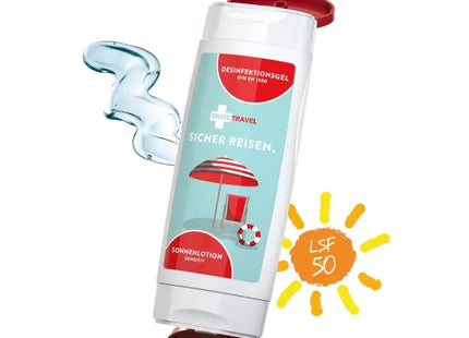 DuoPack Reisehygiene: Sonnenmilch LSF 50 Sensitiv & Desinfektionsgel TK Gruppe® Grosshandel 